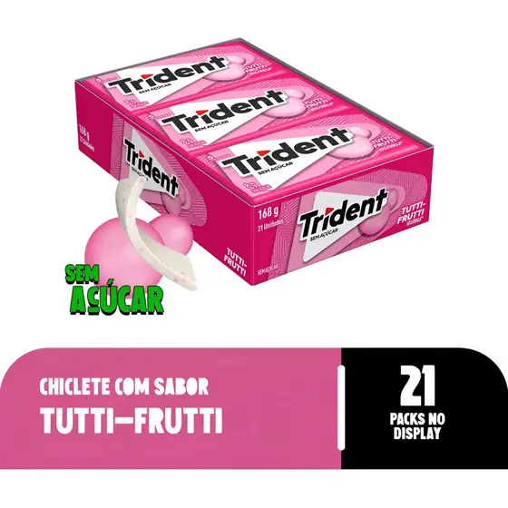 Chiclete Trident Tutti Frutti Sem Açúcar Caixa 21unidades 8g