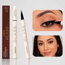 Caneta Delineadora Eyeliner Glass Preto HB524 Ponta Fina Longa Duração Secagem Rápida