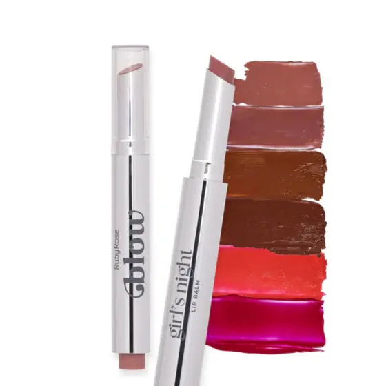 Batom Lip Balm Girl's Night Ruby Rose Linha Blow Hidratante Labial Cremoso Efeito Natural Longa Duração