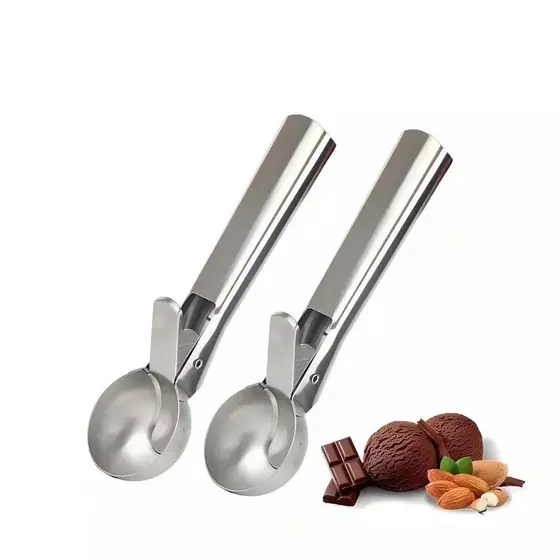 Conjunto de 2 Colheres de Sorvete em Aço Inoxidável para Uma Experiência de Degustação