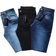 Kit 3 Calças Jeans Masculina Slim Elastano