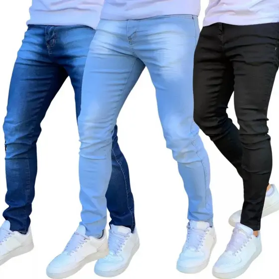 Kit 3 Calça Jeans Masculina Skinny Lycra NF original