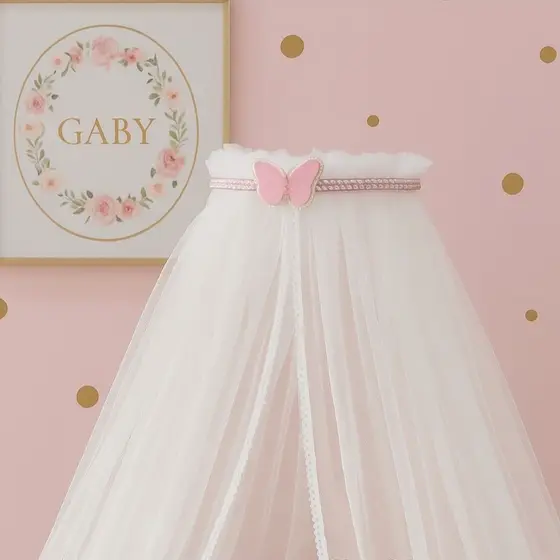 dorsel para berço com borboleta glamurosa + mosquiteiro berço