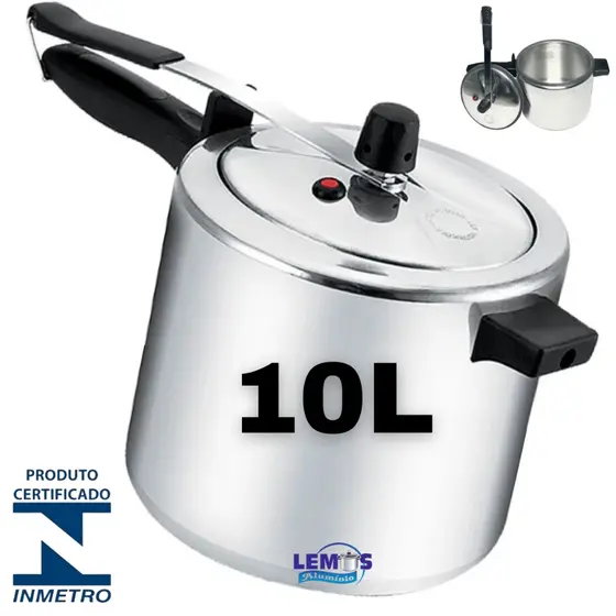 Panela De Pressão 10 Litros Com Ótima Pressao Capacidade 10L Testada e Certificada Pelo Inmetro