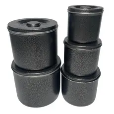 Jogo Conjunto Mantimentos Pote Kit 5 Peças Em Aluminio Preto Craqueado Ideal Arroz Feijão Farinha