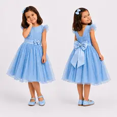 Vestido Infantil Festa Luxo Sophia Princesa  - Tule com Glitter + Brinde Laço Casamento PROMOÇÃO