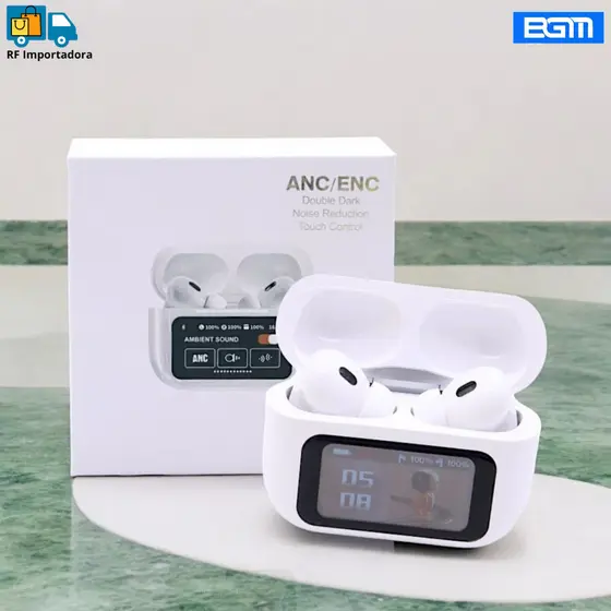 BGM-Fone De Ouvido Bluetooth Sem Fio TWS A9 Pro Touch Screen ANC