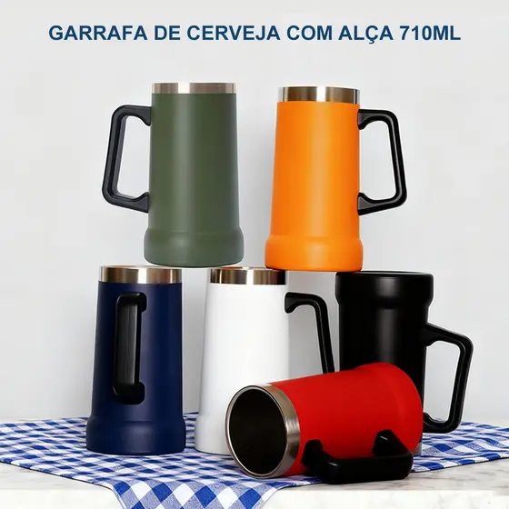 Caneca Térmica Chopp Cerveja Camada Dupla Inox 710ml