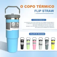 Garrafa Térmica 900ML Com Alça Flip Tumbl Aço Inoxidável Isolamento Térmico Com Canudo P/ Academia Trabalho Caminhada