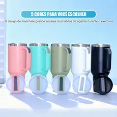 Copo garrafa Térmica Inox 1200ml Parede Dupla tampa Canudo Premium