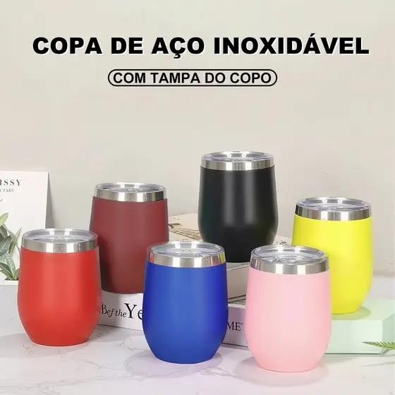 350ml Copo Cuia Térmica Em Inox Com Tampa Acrílica Envio Imediato