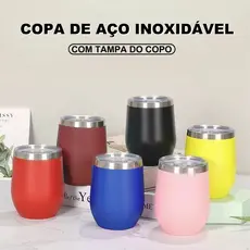 350ml Copo Cuia Térmica Em Inox Com Tampa Acrílica Envio Imediato