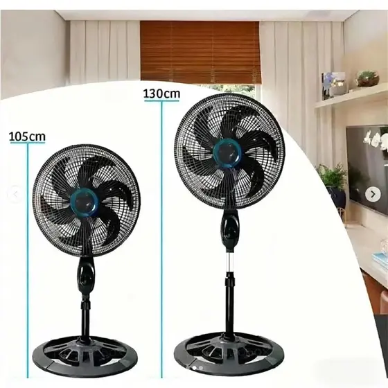Ventilador vertical, altura ajustável, 3 velocidades, 6 pás, ventilador de chão economizador de energia 110V
