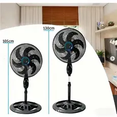 Ventilador vertical, altura ajustável, 3 velocidades, 6 pás, ventilador de chão economizador de energia 110V