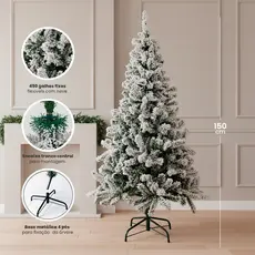 Árvore Natal Pinheiro Galhos Cheia 150cm Verde Neve 450