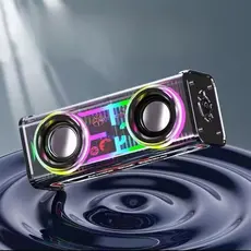 Caixa de Som Sem Fio Preto Bluetooth V8 - Super Potente com Alto-Falante Duplo, Subwoofer e Luz RGB