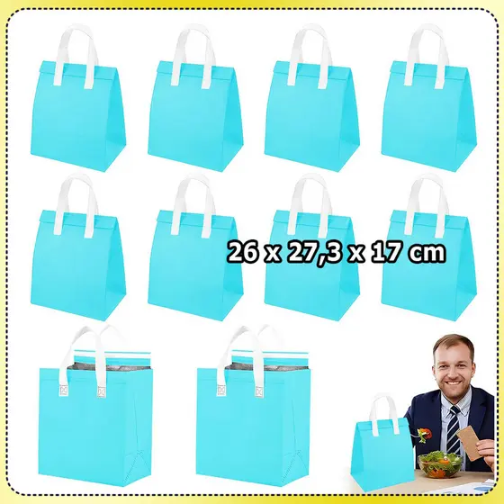 10 Azul claro Bolsa térmica para alimentos bolsa para comida viagem bolsa térmica bolsa para piquenique bolsa entrega