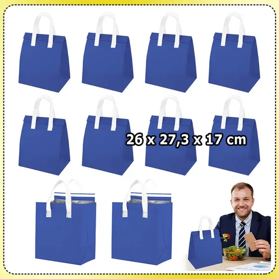 10 Azul escuro Bolsa térmica para alimentos bolsa para comida viagem bolsa térmica bolsa para piquenique bolsa entrega