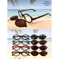 【LOUIE SHARK】Armação de óculos clipon 2 Em 1 feminino oval retro com lente clipon polarizada