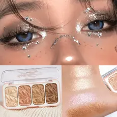 Paleta De Pó Iluminador Melana-Marcador De Contorno De Cor Champanhe-À Prova D'água De Longa Duração-4 Cores Diamond