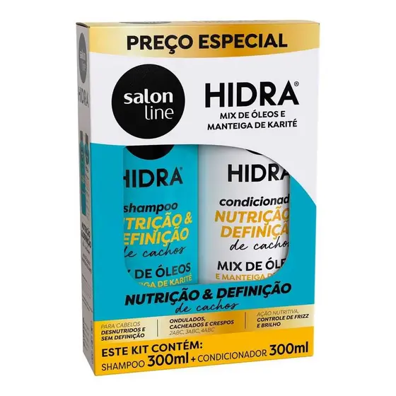 Kit Salon Line Nutrição e Definição Mix de Óleos e Manteiga de Karité Shampoo + Condicionador