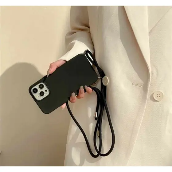 Capinha com Cordão de Veludo Luxo Protetora Aveludada para Capa  iPhone 11 12 13 14 15 16