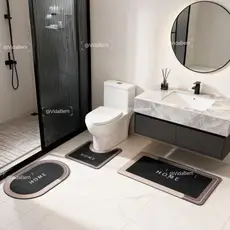 Kit3/Conjunto de Três Tapetes Antiderrapantes para Banheiro Absorventes para Uso Doméstico