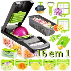 Fatiador Cortar 16 em 1 Cortador de Cozinha Multifuncional de Aço Inoxidável Legumes Comida Frutas