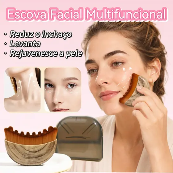 Escova Massageadora Facial para Skincare Reutilizável Lifting Drenagem e Massagem Com Case Protetora