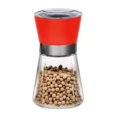 Moedor de Temperos com Regulagem – Vidro com Tampa Vermelha para Sal e Pimenta