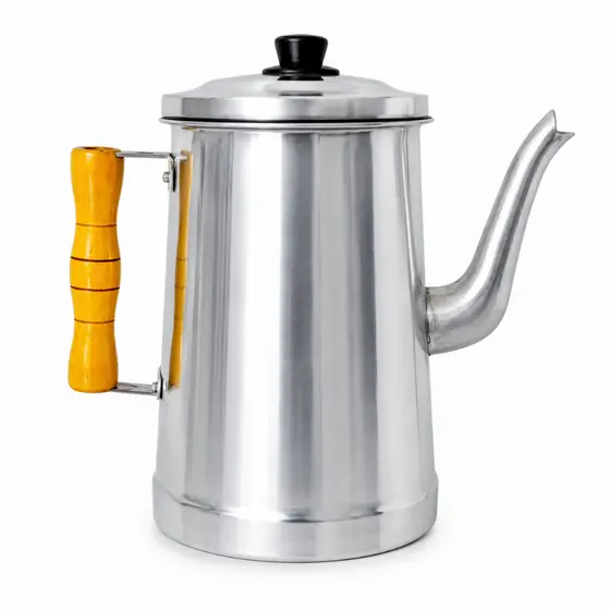 Bule  Hotel 6,9 Litros Aluminio Para Café Chá Água Reforçado Cabo Madeira Nº9 Com Tampa