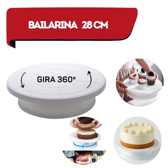 Bailarina Giratória para Bolo 28cm – Prato Giratório Confeitaria Profissional