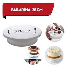 Bailarina Giratória para Bolo 28cm – Prato Giratório Confeitaria Profissional