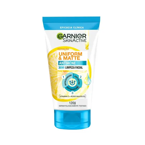 Esfoliante Antiacne 3 em 1 Garnier Uniform & Matte 120g