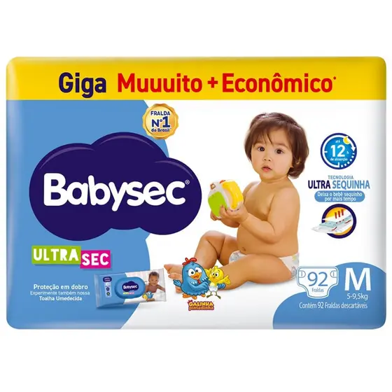 Fralda Ultrasec Babysec Giga M 92 Unidades