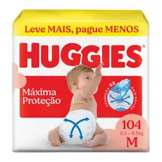 Fralda Descartável Huggies Máxima Proteção M 104 Unidades