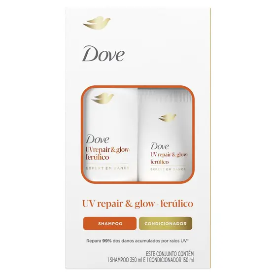 Kit Shampoo Ferúlico Dove UV Repair & Glow 350ml + 150ml
