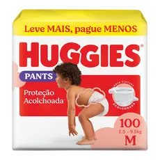 Fralda Huggies Proteção Acolchoada Tamanho M (5,5–9,5 kg) 100 Unidades