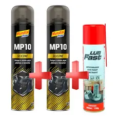 Kit 2 Silicone Spray Mundial Prime + 1 Lub Fast Desengripante Antiferrugem Incolor