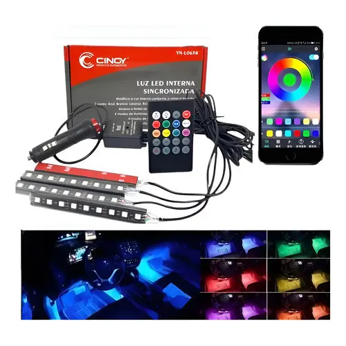 Kit Iluminacao Led Automotivo Neon Rgb Tuning App Aplicativo