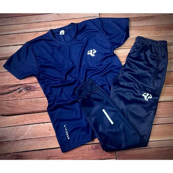 Promoção! Camisa Básica Azul Marinho + Calça Jogger Refletiva - Ideal Para Prática Esportiva