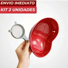 Kit Lava Arroz Escorredor + Mini Peneira Multiuso para Cozinha Lavar Grãos Frutas e Legumes