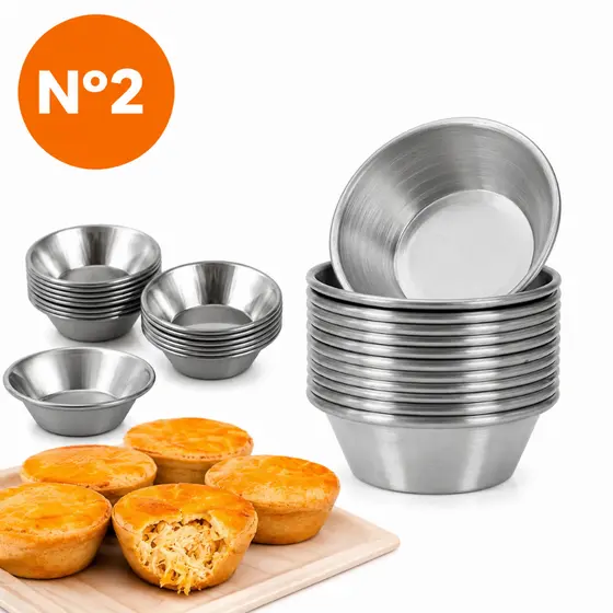 Kit Forminha Empada Nº2 em Aço Inox Fácil De Limpar | Ideal Para Empadinha e Salgados