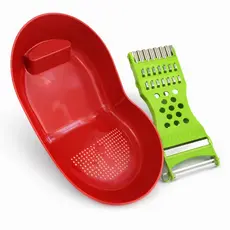 Kit 2 Peças Escorredor Lavador de Arroz E Ralador 4 Em 1 Utensílio Prático Para Cozinha