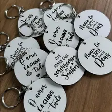 Kit Chaveiro Lembrancinha Personalizável MDF Branco Datas Especiais Escolas Igrejas Batizado Eventos