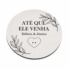 Porta Alianças Redondo Decoração Noivado Casamento Enfeite Branco MDF Amor Paixão