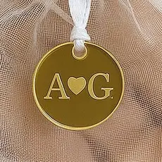 KIT Tags Personalizadas Acrílico Espelhado 2cm Nome logo iniciais Etiqueta Aplique