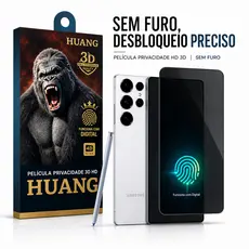Película Vidro Privacidade 3D Cobertura Total Funciona Digital Sem Furo Samsung S25 S25 Plus S25 Ultra S24 S23 S22 Plus