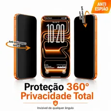 Película Anti Espião 360° Privacidade Vidro 9H para iPhone 17 16 15 14 13 12 11 XR Pro Max Pro Plus