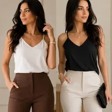 Blusinha Regata Feminina em Duna Premium com Alça Regulável Social